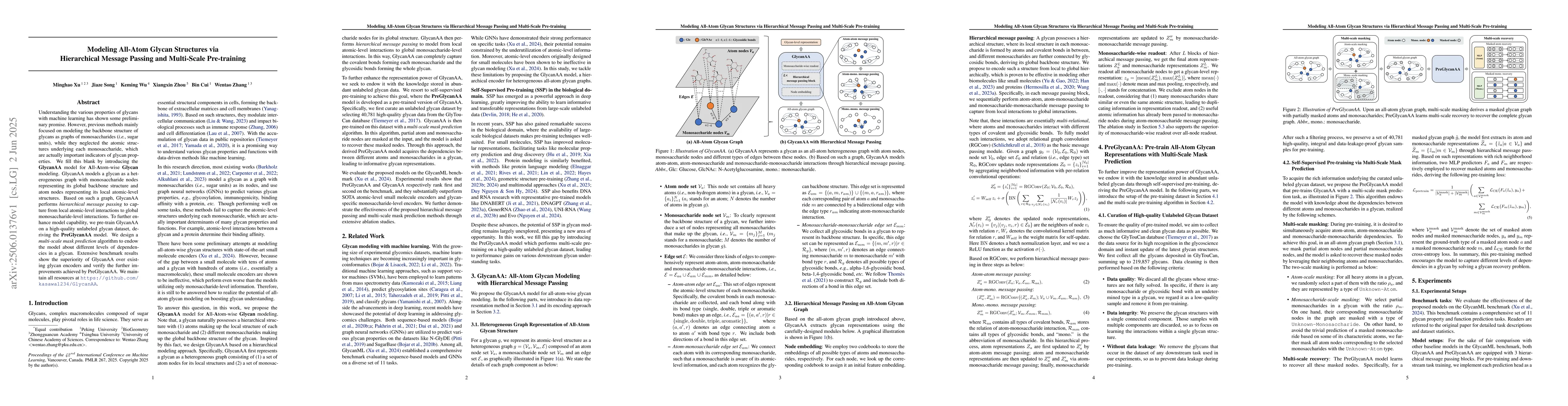 Thumbnail for Modeling All-Atom Glycan Structures via Hierarchical Message Passing and
  Multi-Scale Pre-training