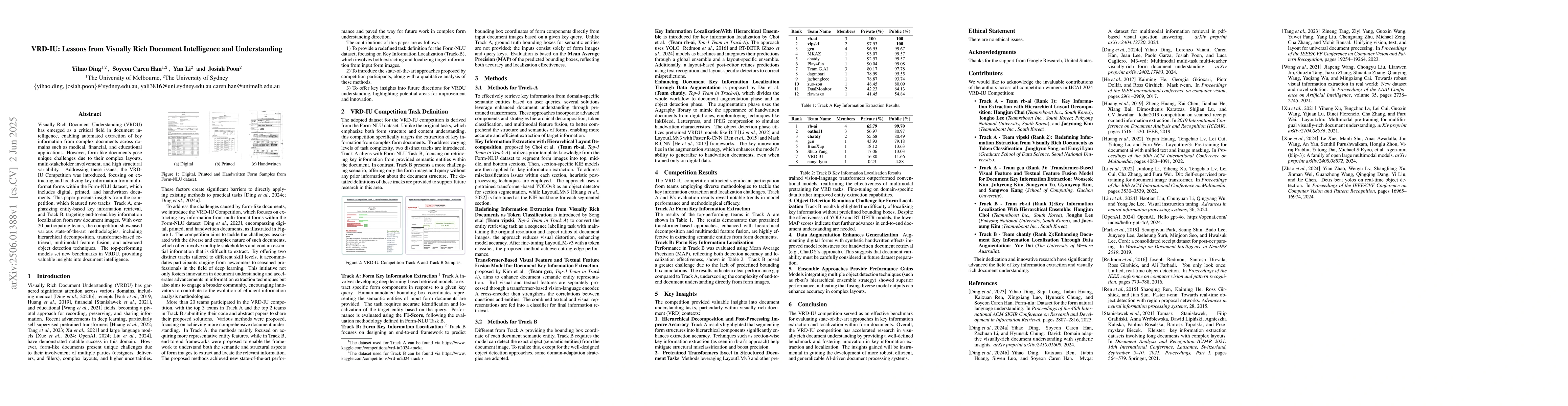 Thumbnail for VRD-IU: Lessons from Visually Rich Document Intelligence and
  Understanding