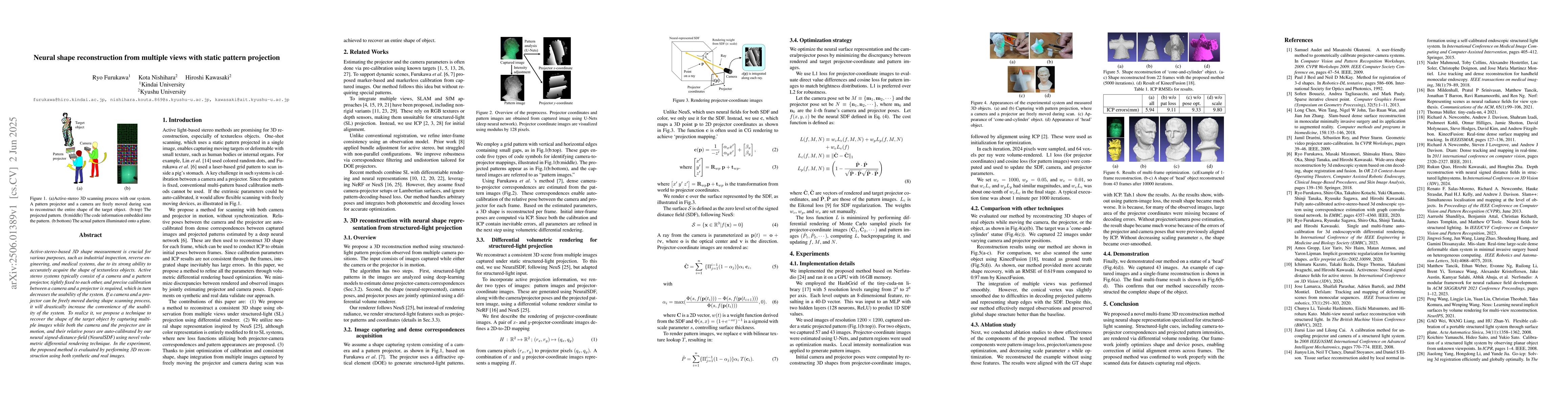 Thumbnail for Neural shape reconstruction from multiple views with static pattern
  projection