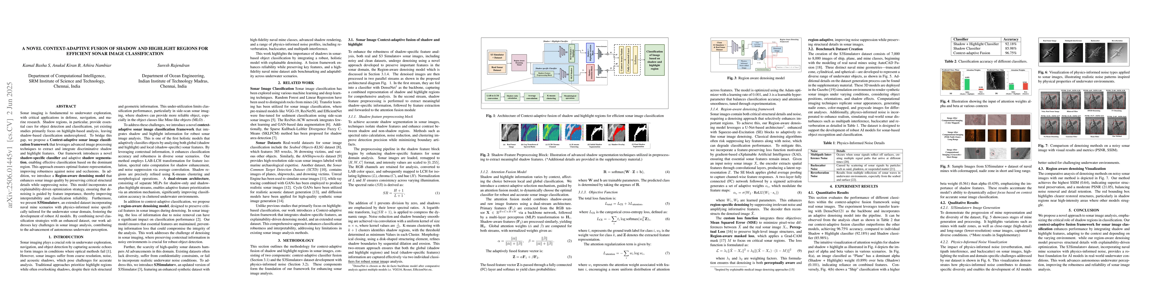 Thumbnail for A Novel Context-Adaptive Fusion of Shadow and Highlight Regions for
  Efficient Sonar Image Classification