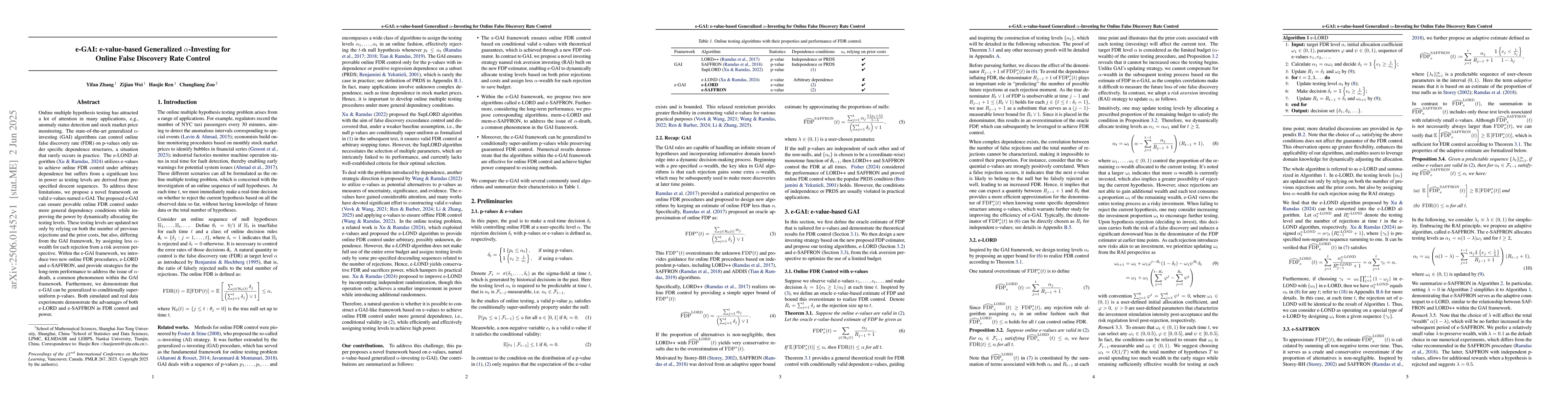 Thumbnail for e-GAI: e-value-based Generalized $α$-Investing for Online False
  Discovery Rate Control