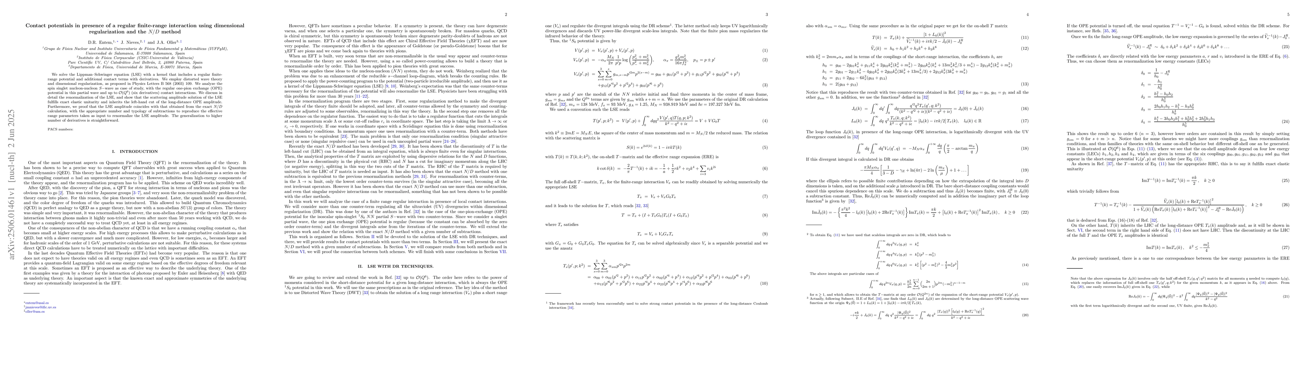 Thumbnail for Contact potentials in presence of a regular finite-range interaction
  using dimensional regularization and the $N/D$ method