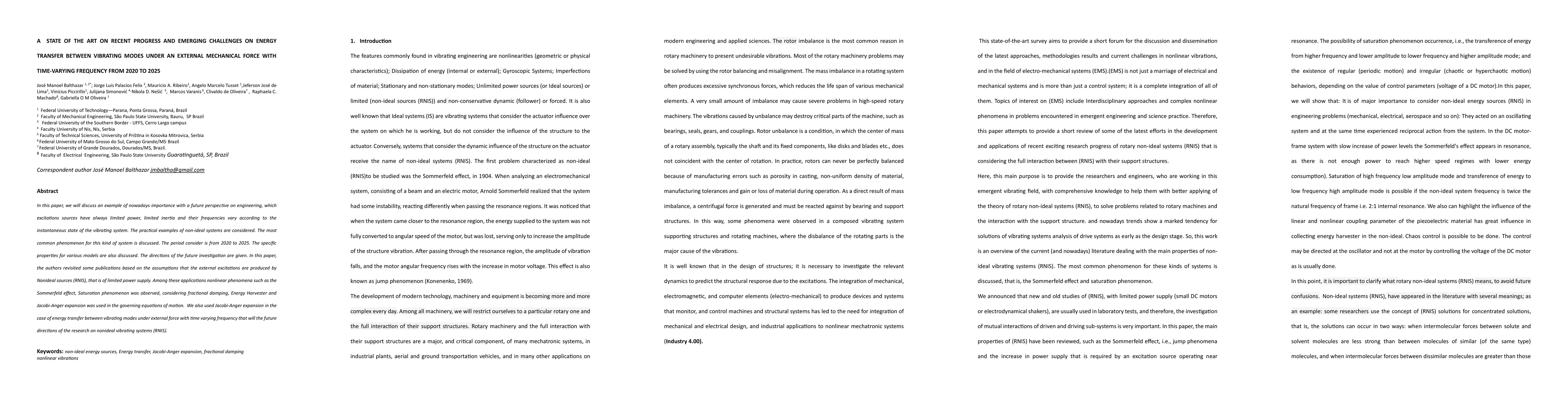 Thumbnail for A State of the Art on Recent Progress and Emerging Challenges on Energy
  Transfer Between Vibrating Modes Under an External Mechanical Force With
  Time-Varying Frequency From 2020 to 2025