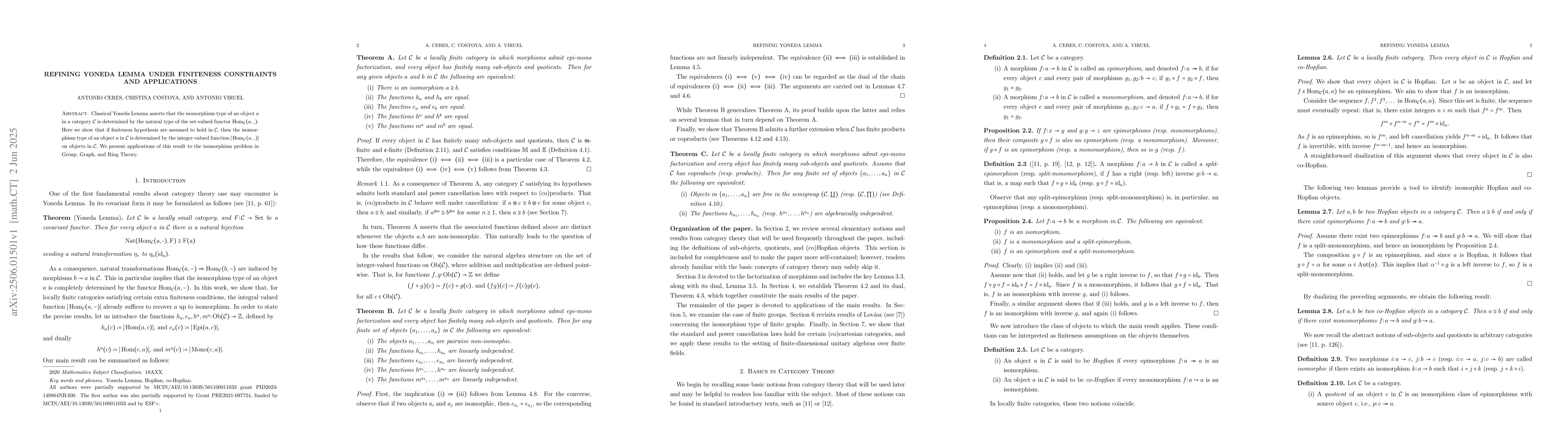 Thumbnail for Refining Yoneda Lemma under Finiteness Constrains and Applications