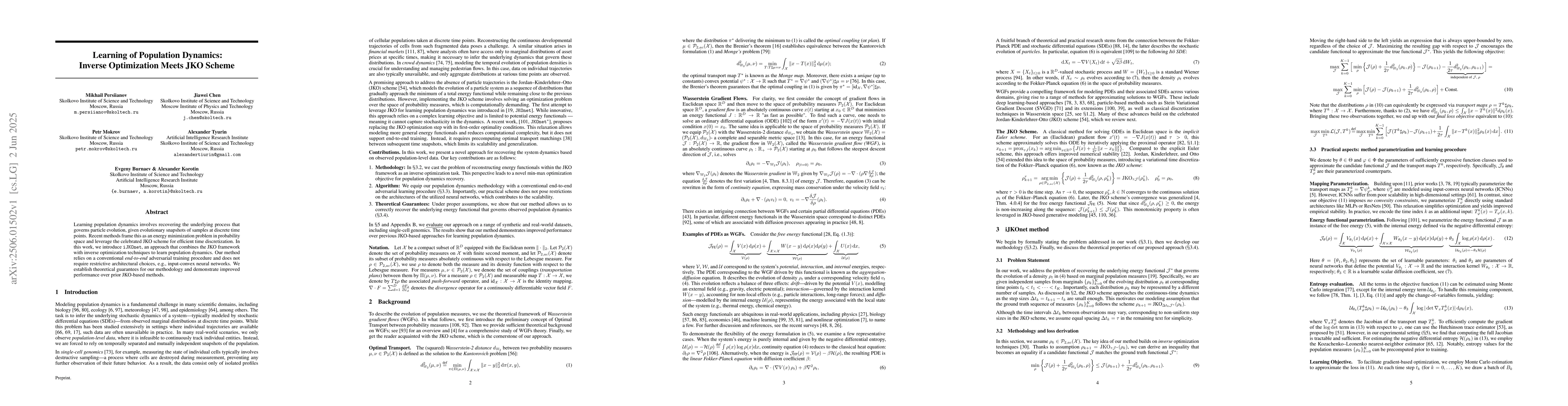 Thumbnail for Learning of Population Dynamics: Inverse Optimization Meets JKO Scheme