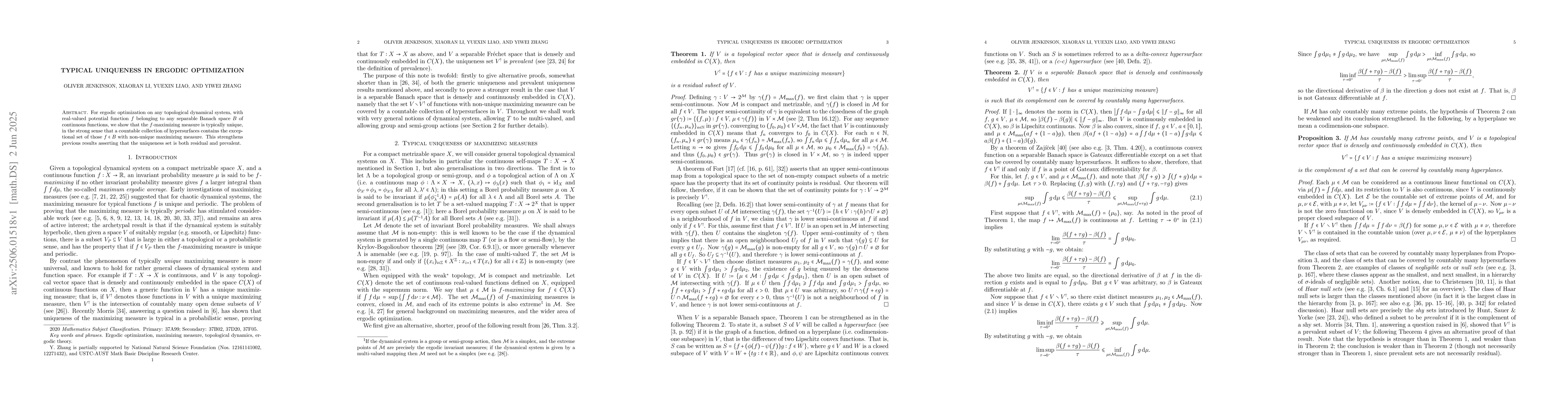 Thumbnail for Typical Uniqueness in Ergodic Optimization