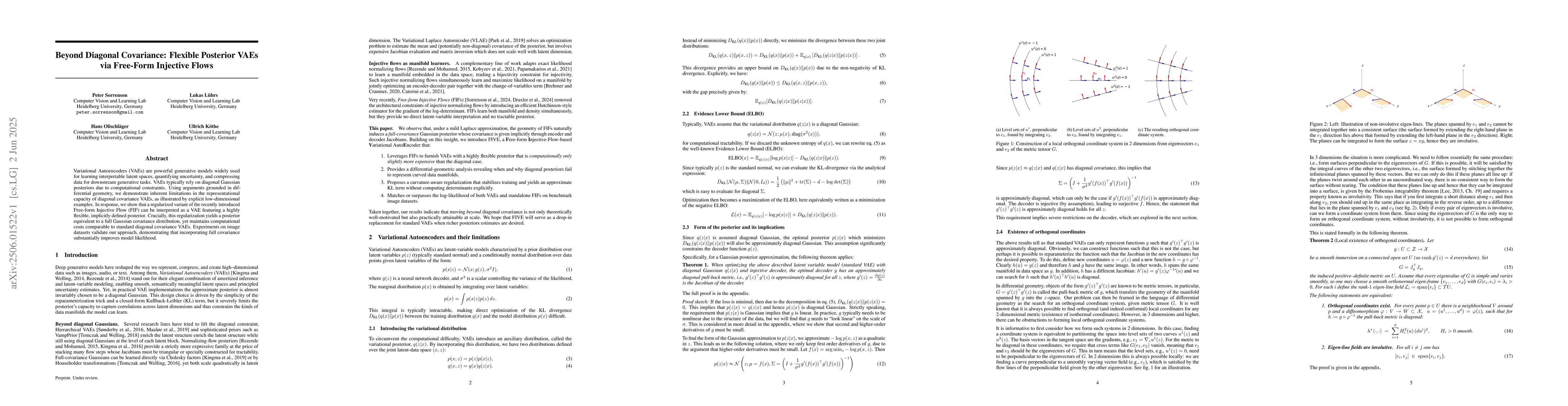 Thumbnail for Beyond Diagonal Covariance: Flexible Posterior VAEs via Free-Form
  Injective Flows