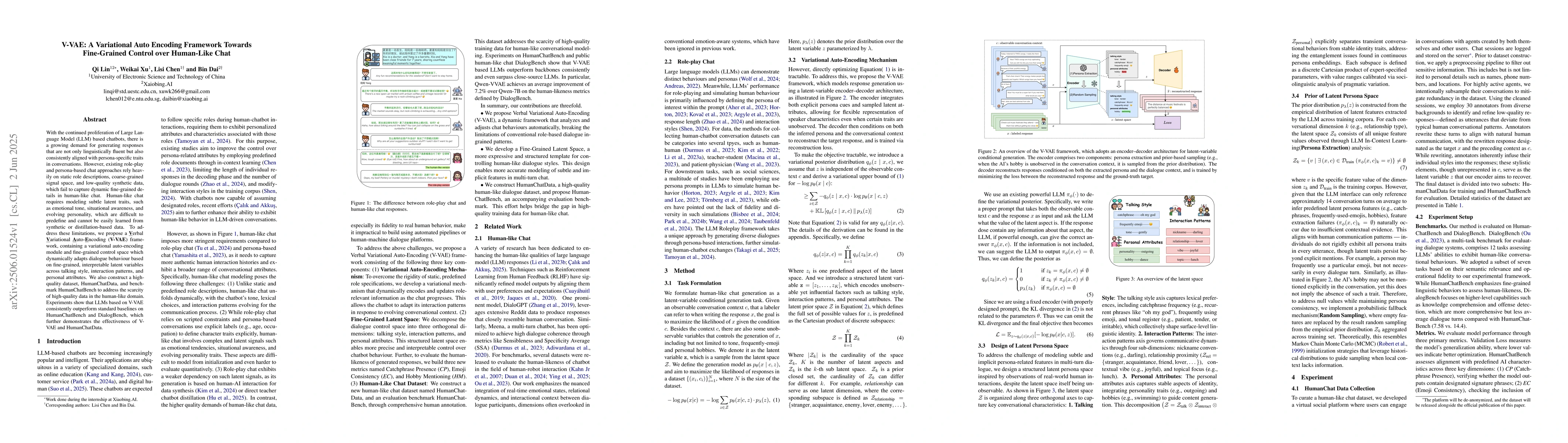 Thumbnail for V-VAE: A Variational Auto Encoding Framework Towards Fine-Grained
  Control over Human-Like Chat