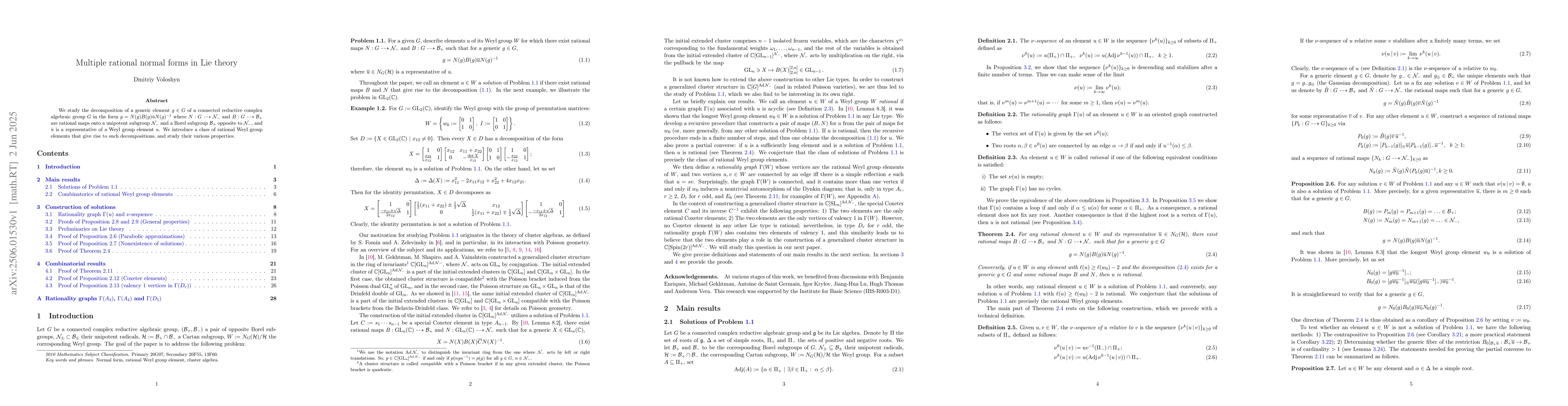 Thumbnail for Multiple rational normal forms in Lie theory