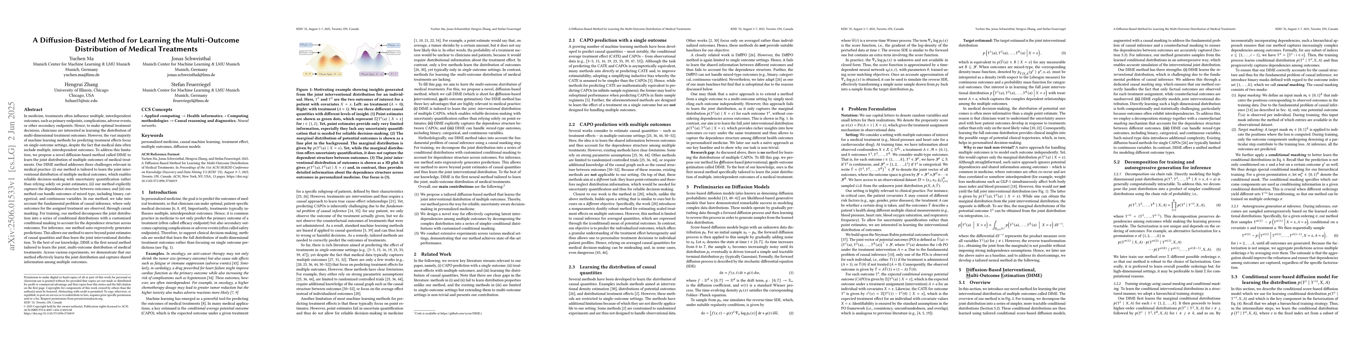 Thumbnail for A Diffusion-Based Method for Learning the Multi-Outcome Distribution of
  Medical Treatments