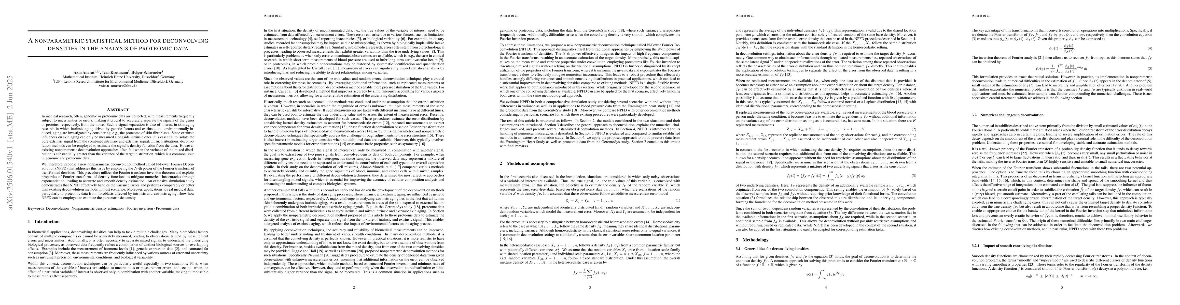 Thumbnail for A nonparametric statistical method for deconvolving densities in the
  analysis of proteomic data