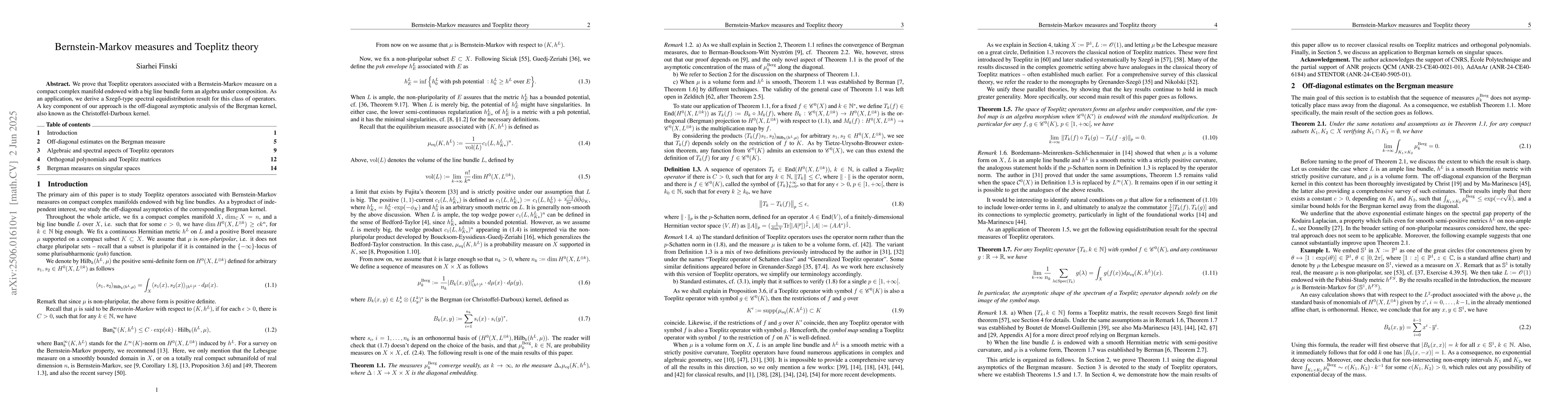 Thumbnail for Bernstein-Markov measures and Toeplitz theory