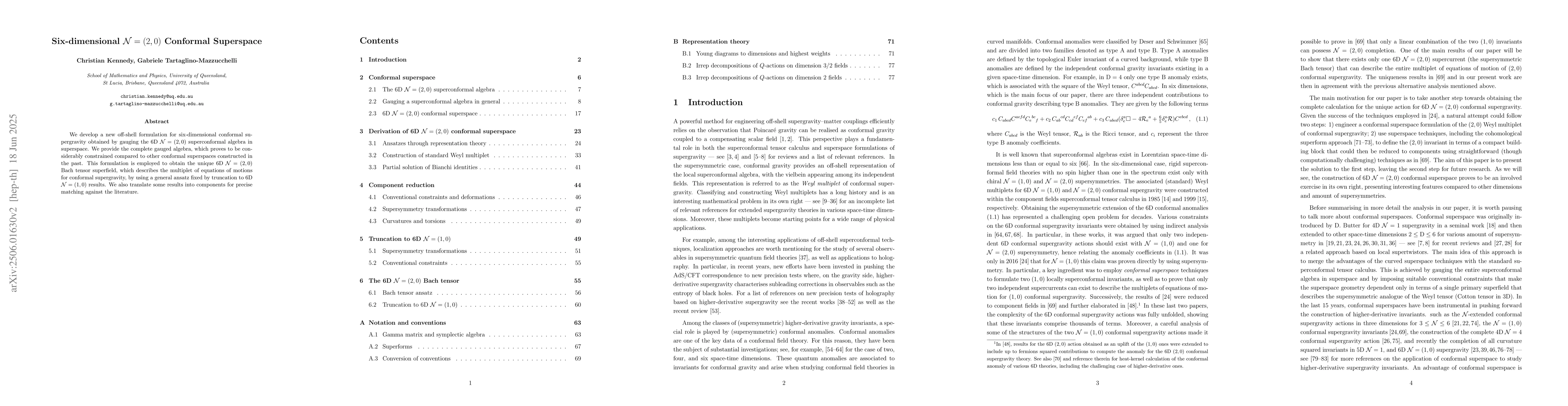 Thumbnail for Six-dimensional $\mathcal{N}=(2,0)$ Conformal Superspace