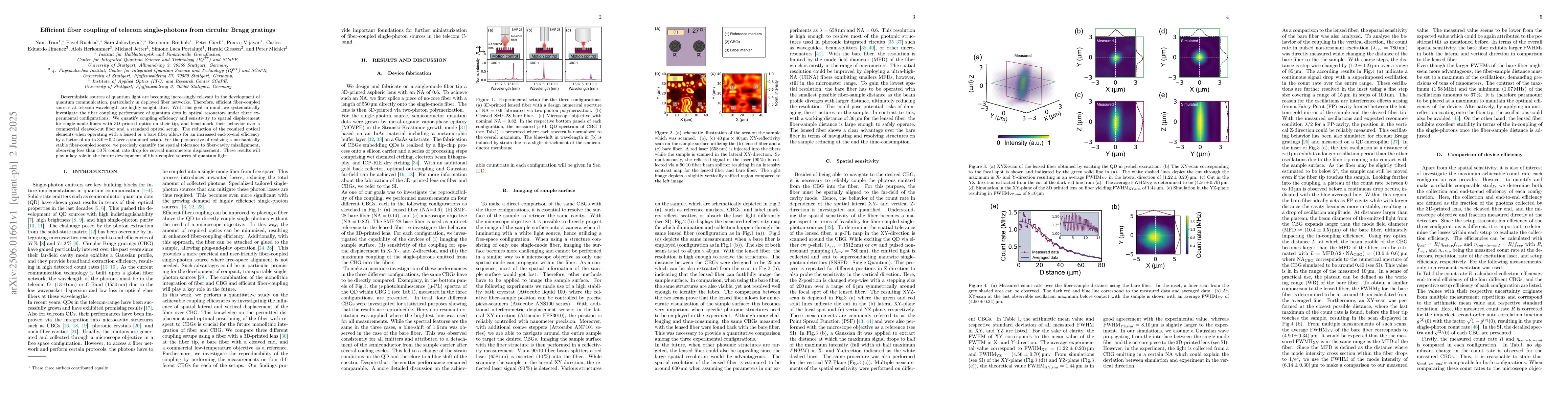 Thumbnail for Efficient fiber coupling of telecom single-photons from circular Bragg
  gratings