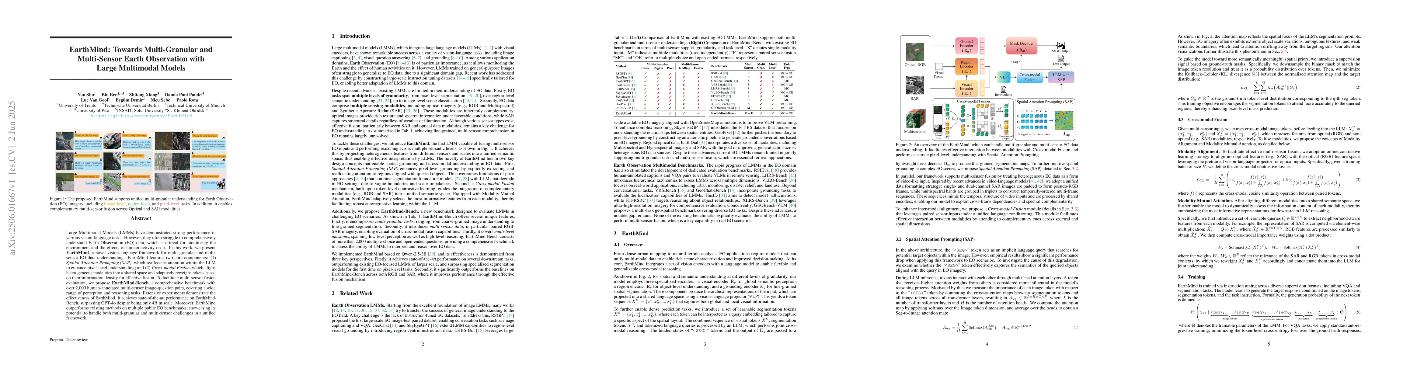 Thumbnail for EarthMind: Towards Multi-Granular and Multi-Sensor Earth Observation
  with Large Multimodal Models