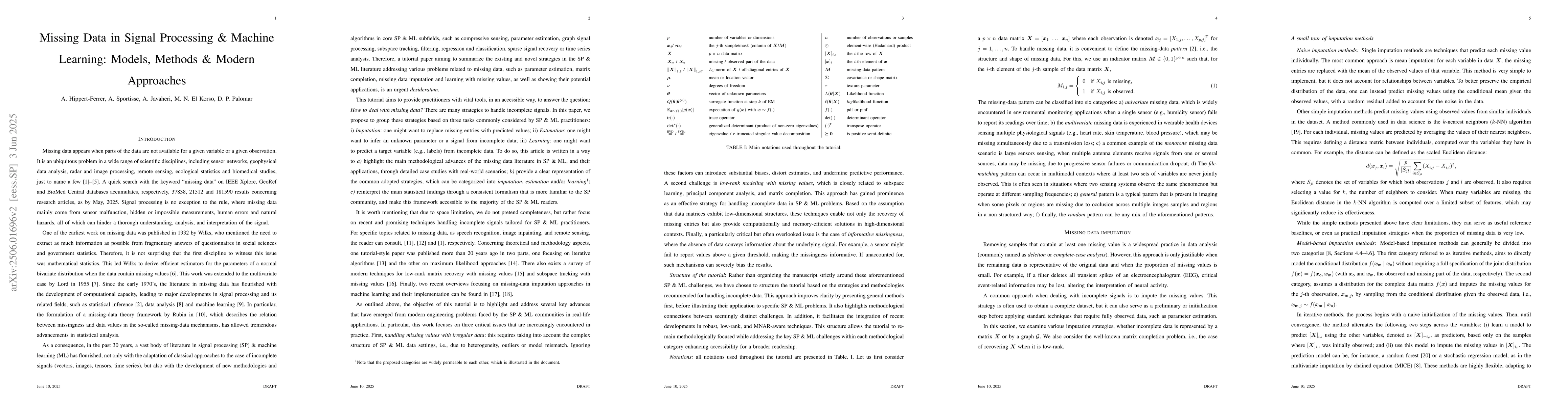 Thumbnail for Missing Data in Signal Processing and Machine Learning: Models, Methods
  and Modern Approaches