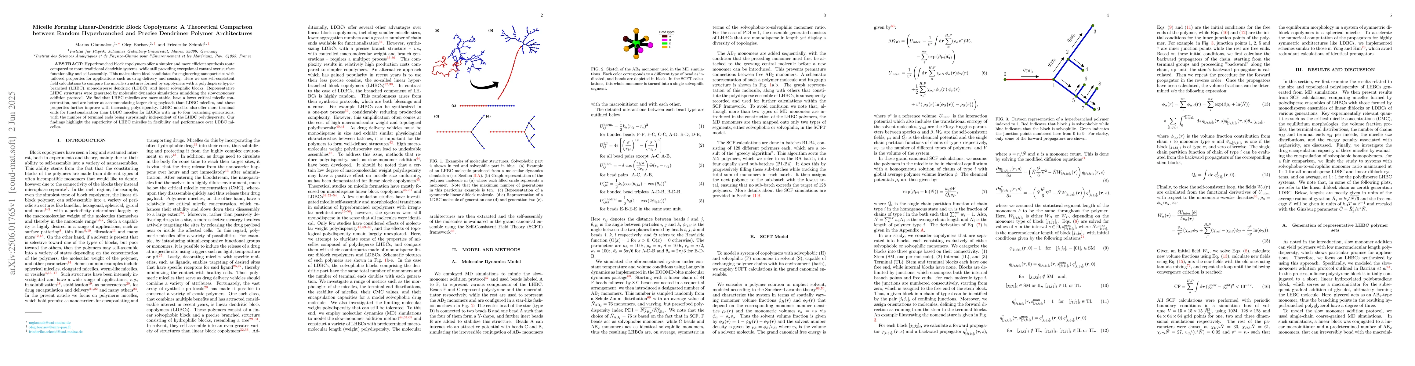 Thumbnail for Micelle Forming Linear-Dendritic Block Copolymers: A Theoretical
  Comparison between Random Hyperbranched and Precise Dendrimer Polymer
  Architectures