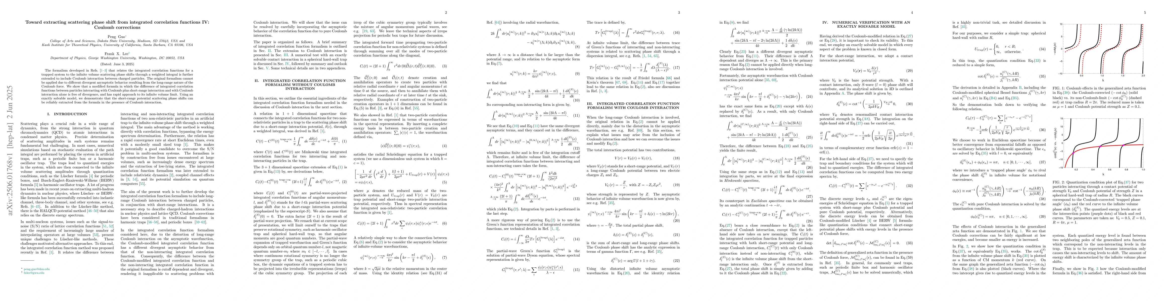Thumbnail for Toward extracting scattering phase shift from integrated correlation
  functions IV: Coulomb corrections