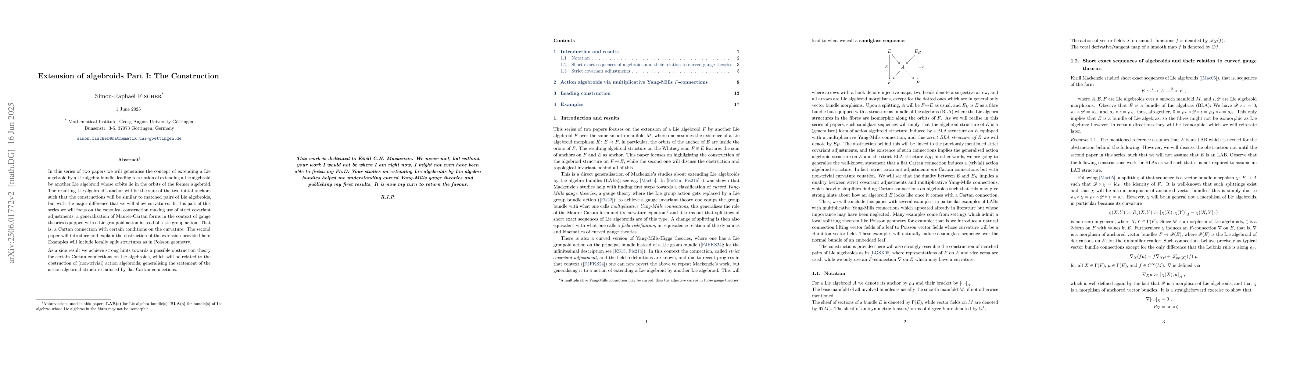 Thumbnail for Extension of algebroids Part I: The Construction