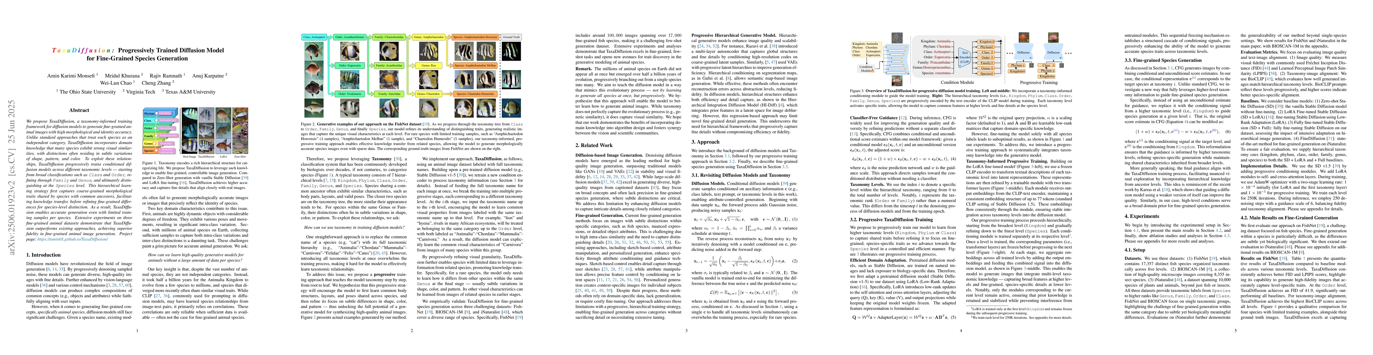 Thumbnail for TaxaDiffusion: Progressively Trained Diffusion Model for Fine-Grained
  Species Generation