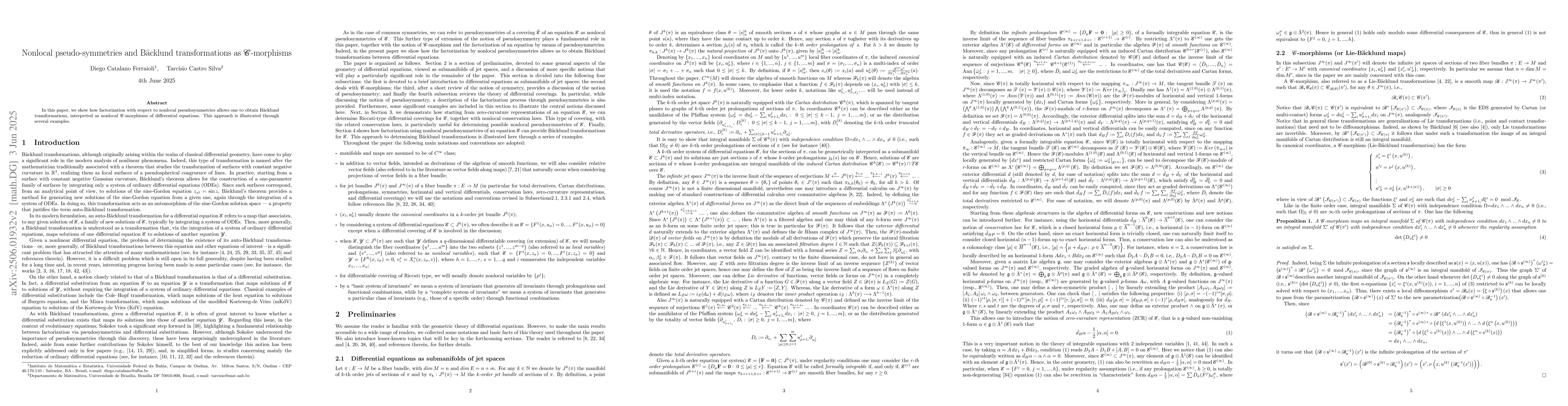 Thumbnail for Nonlocal pseudo-symmetries and Bäcklund transformations as
  $\mathcal{C}$-morphisms