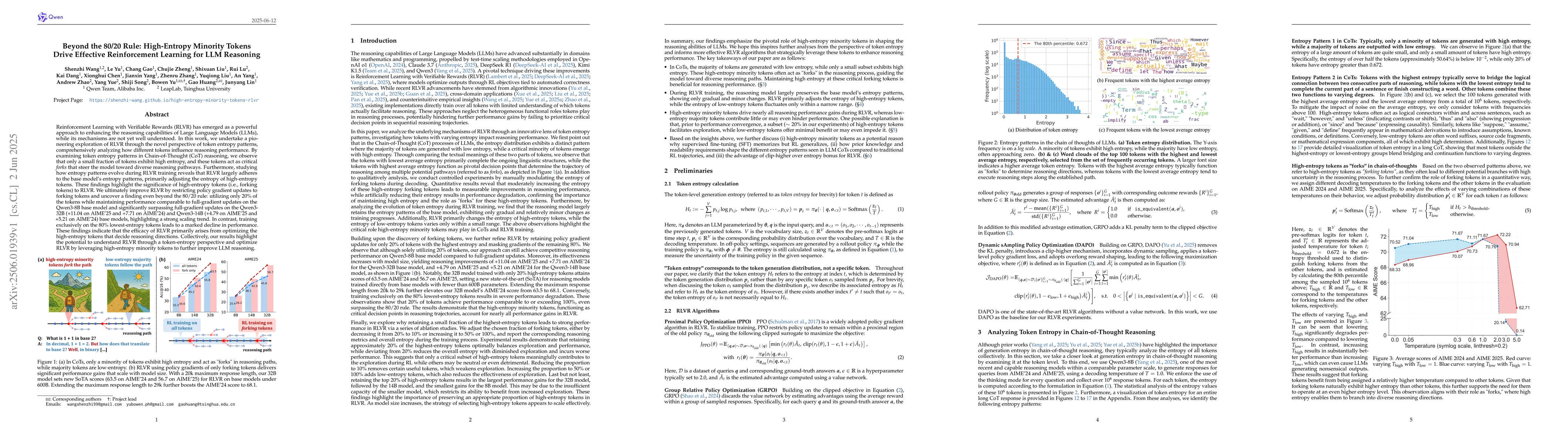 Thumbnail for Beyond the 80/20 Rule: High-Entropy Minority Tokens Drive Effective
  Reinforcement Learning for LLM Reasoning