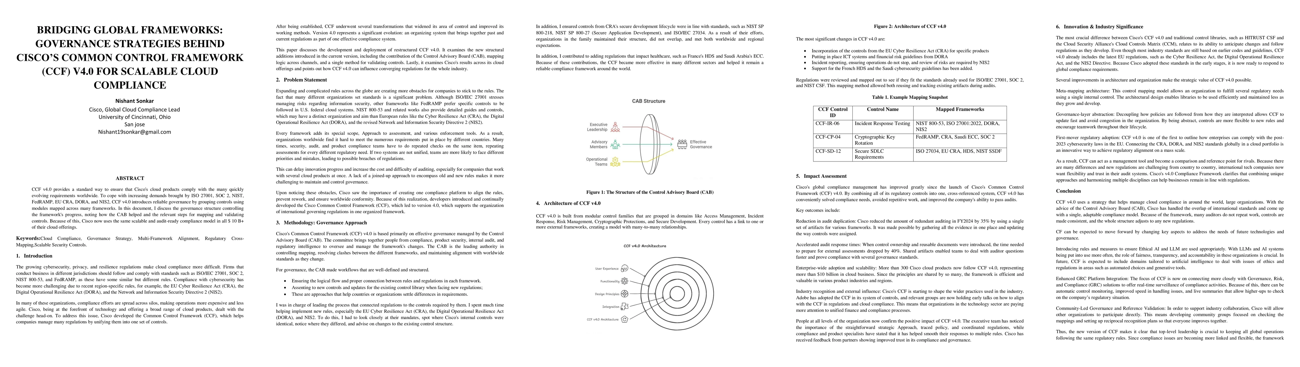 Thumbnail for Bridging Global Frameworks: Governance Strategies Behind Cisco Common
  Control Framework v4.0 for Scalable Cloud Compliance