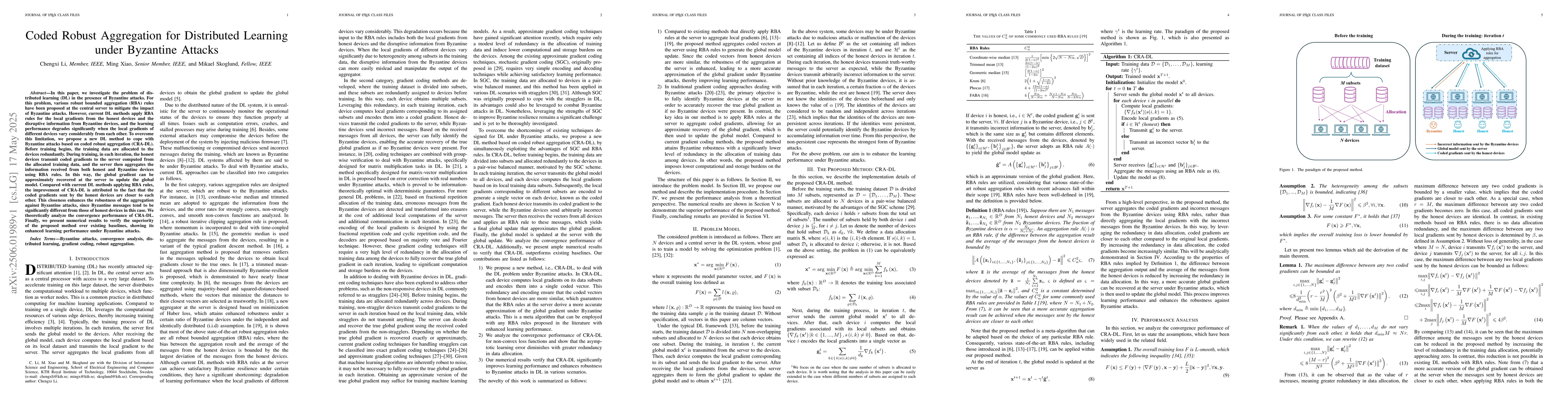 Thumbnail for Coded Robust Aggregation for Distributed Learning under Byzantine
  Attacks