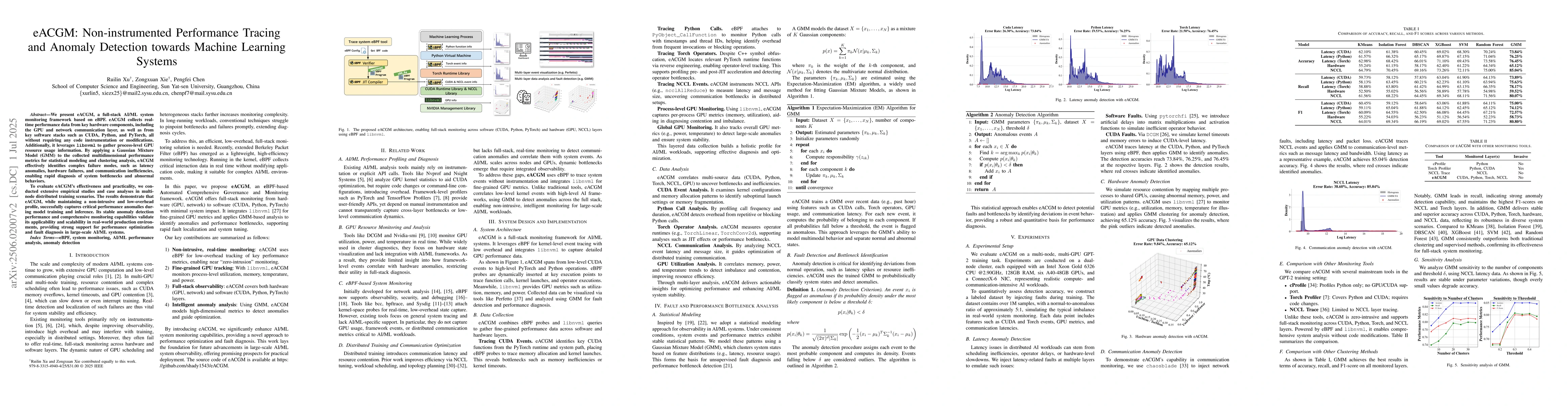 Thumbnail for eACGM: Non-instrumented Performance Tracing and Anomaly Detection
  towards Machine Learning Systems