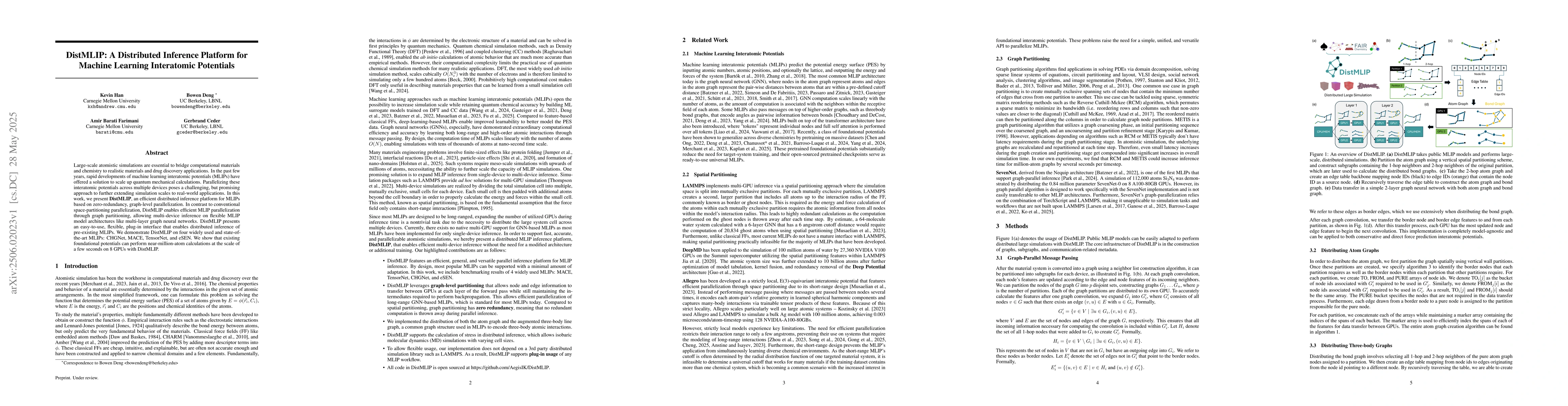 Thumbnail for DistMLIP: A Distributed Inference Platform for Machine Learning
  Interatomic Potentials