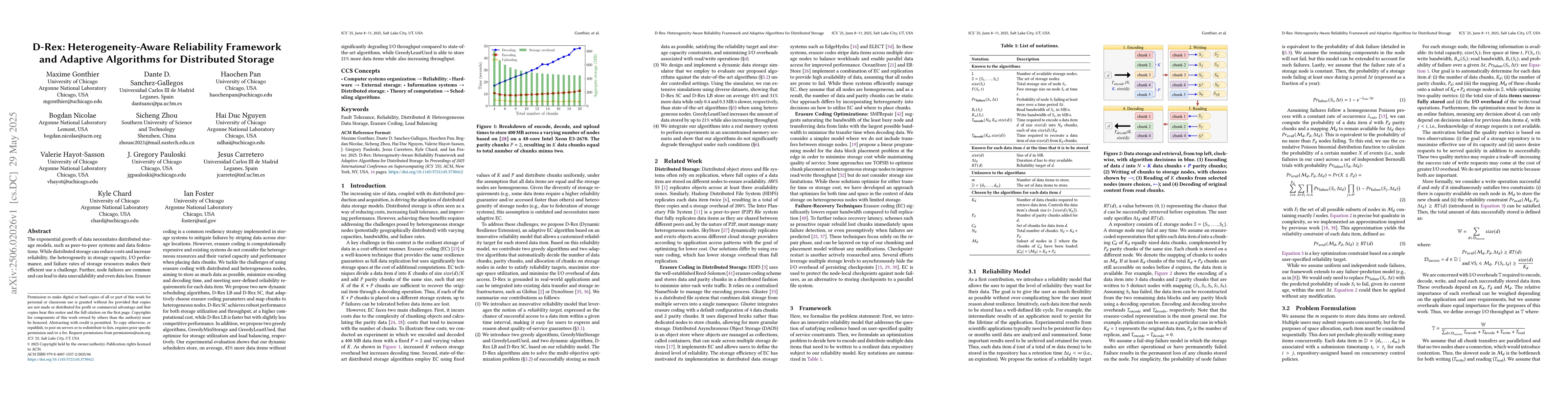 Thumbnail for D-Rex: Heterogeneity-Aware Reliability Framework and Adaptive Algorithms
  for Distributed Storage