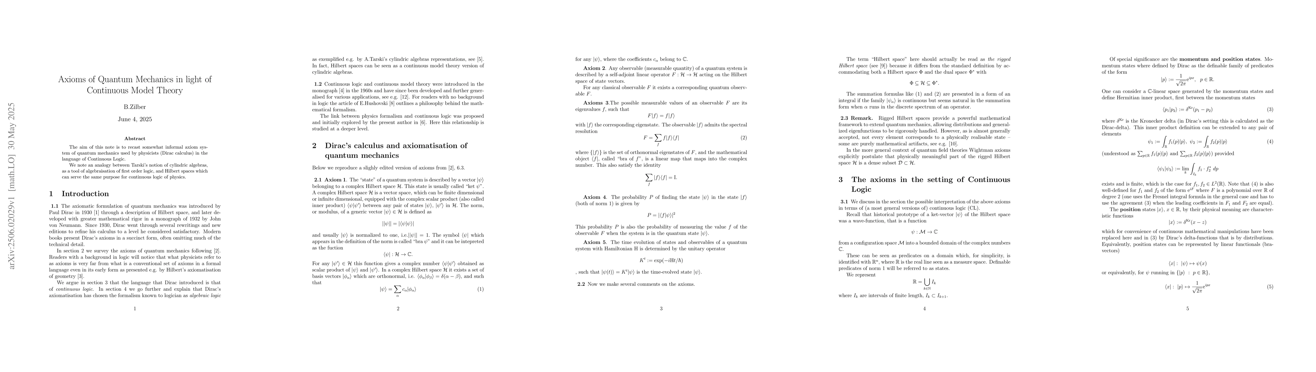 Thumbnail for Axioms of Quantum Mechanics in light of Continuous Model Theory