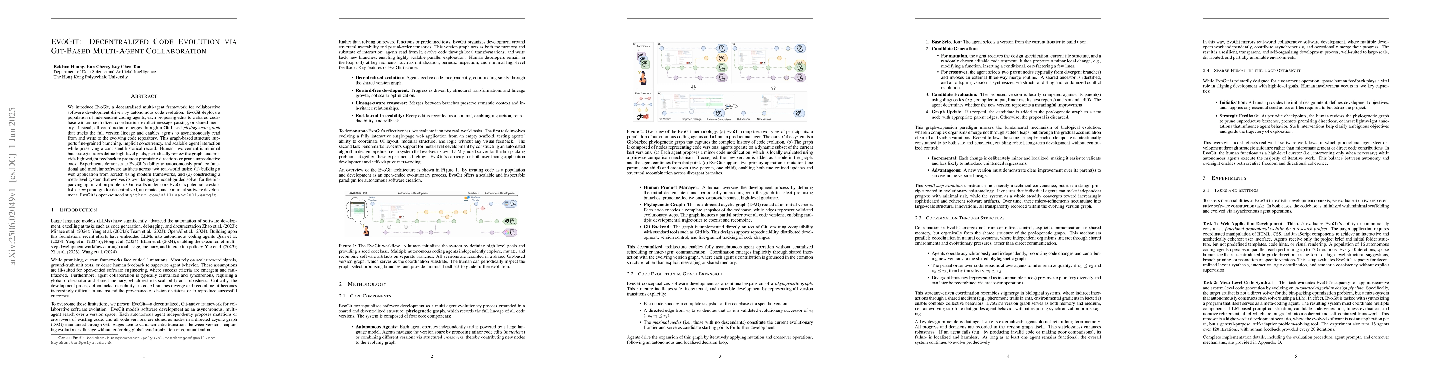 Thumbnail for EvoGit: Decentralized Code Evolution via Git-Based Multi-Agent
  Collaboration