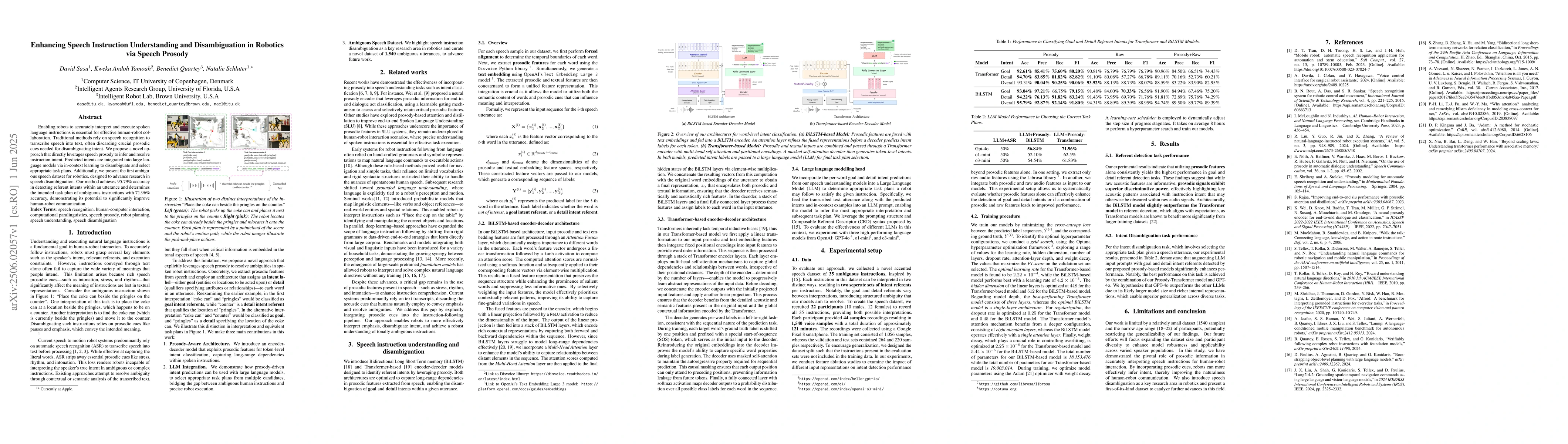 Thumbnail for Enhancing Speech Instruction Understanding and Disambiguation in
  Robotics via Speech Prosody