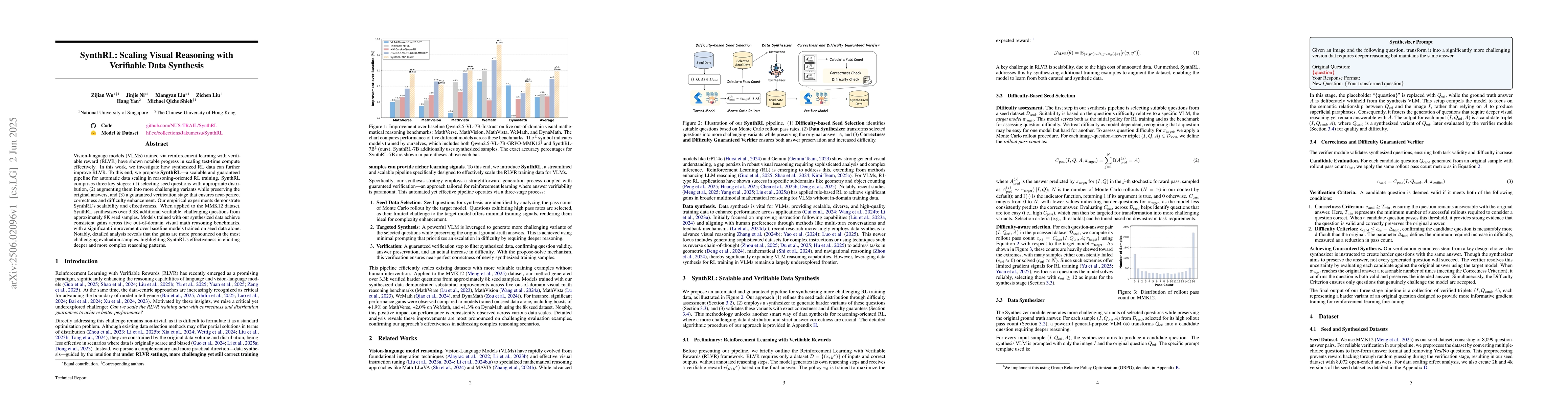 Thumbnail for SynthRL: Scaling Visual Reasoning with Verifiable Data Synthesis