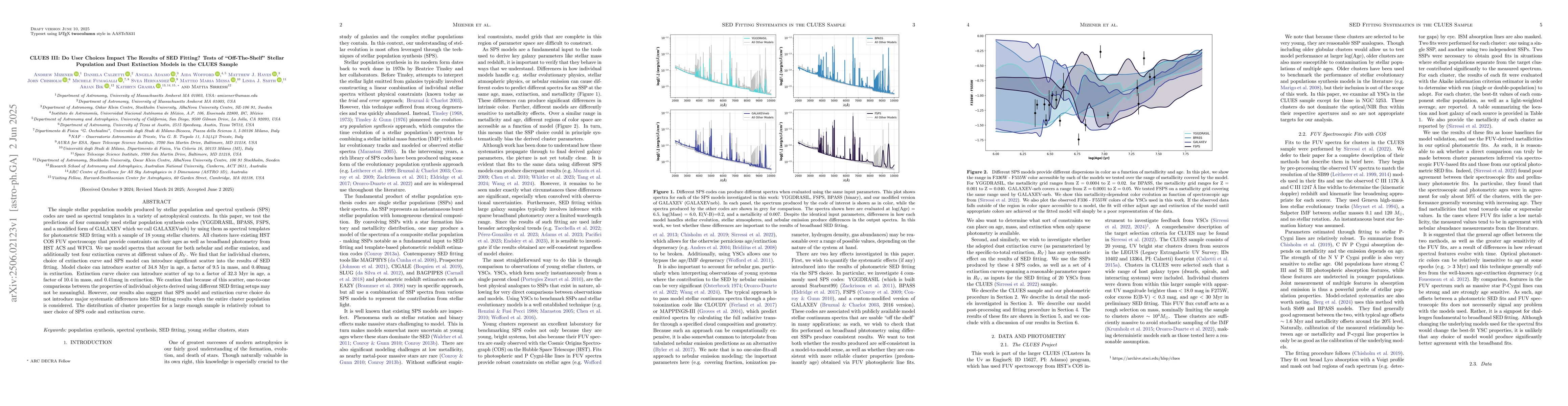Thumbnail for CLUES III: Do User Choices Impact The Results of SED Fitting? Tests of
  'Off-The-Shelf' Stellar Population and Dust Extinction Models in the CLUES
  Sample