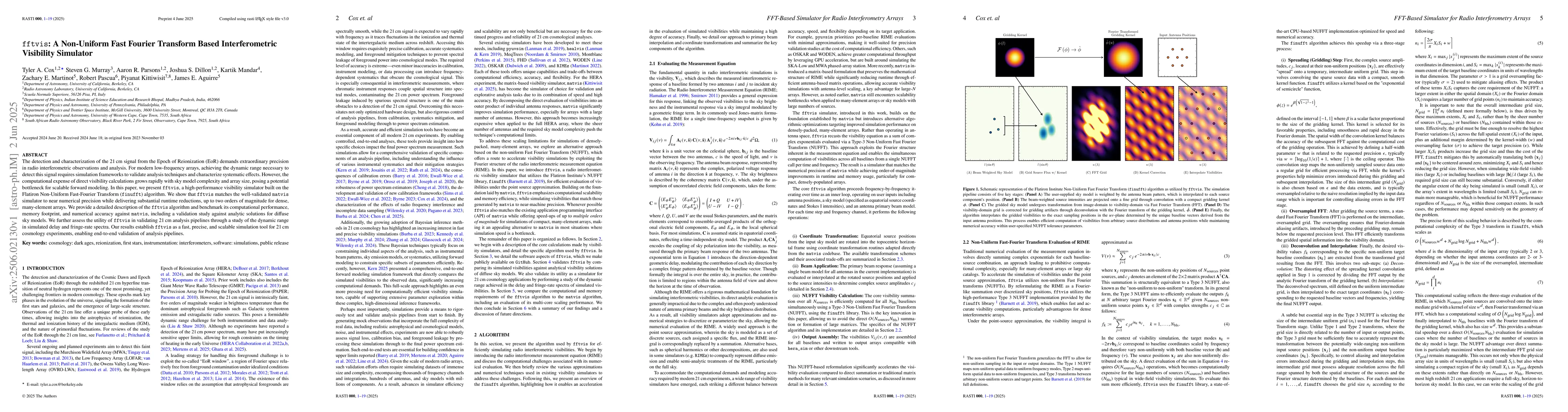 Thumbnail for fftvis: A Non-Uniform Fast Fourier Transform Based Interferometric
  Visibility Simulator