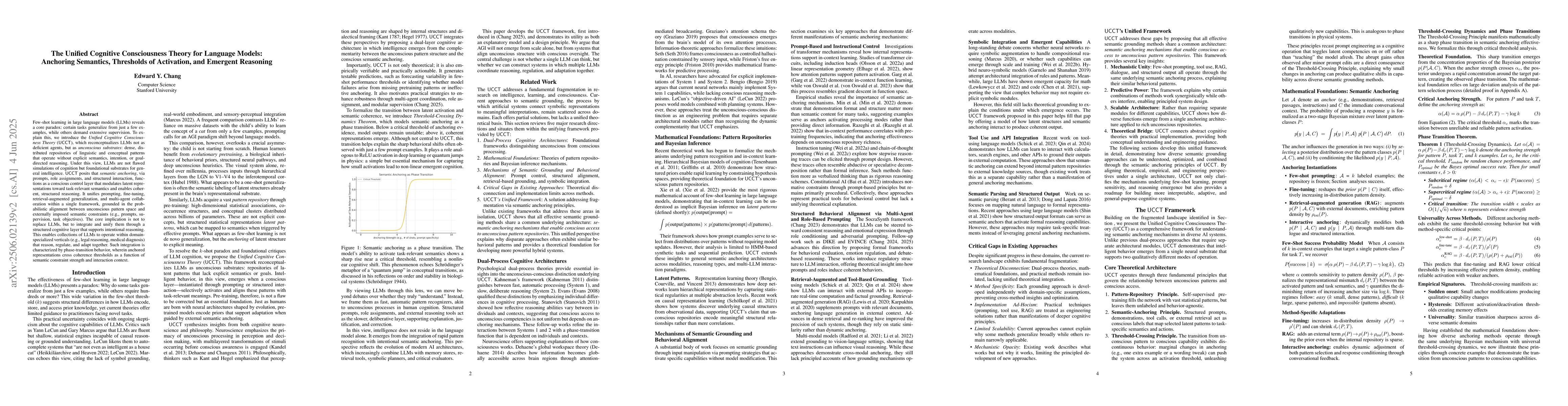 Thumbnail for The Unified Cognitive Consciousness Theory for Language Models:
  Anchoring Semantics, Thresholds of Activation, and Emergent Reasoning