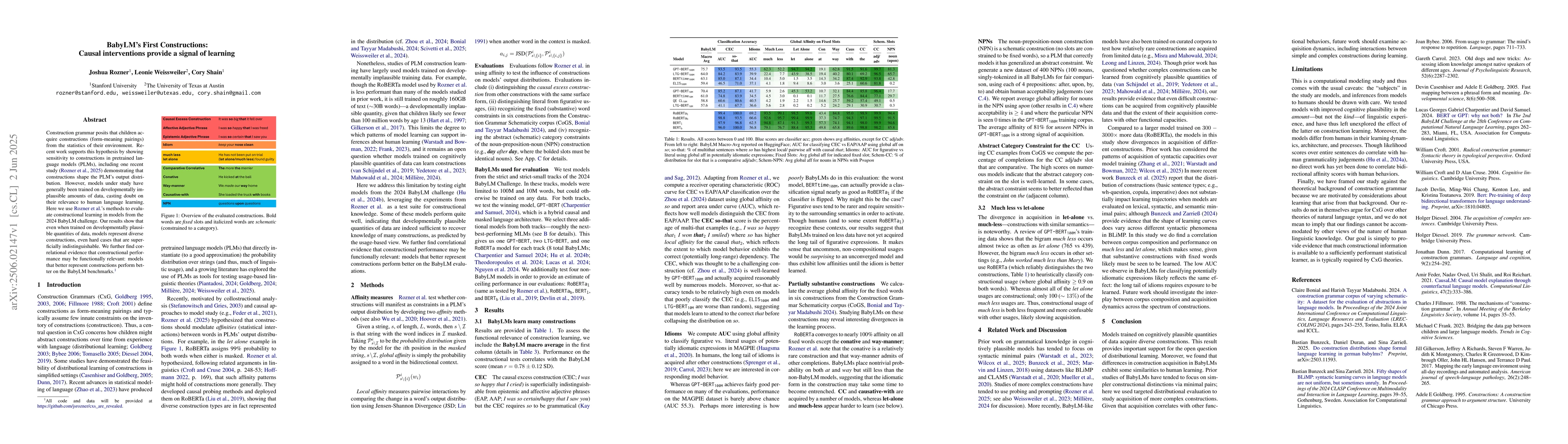 Thumbnail for BabyLM's First Constructions: Causal interventions provide a signal of
  learning