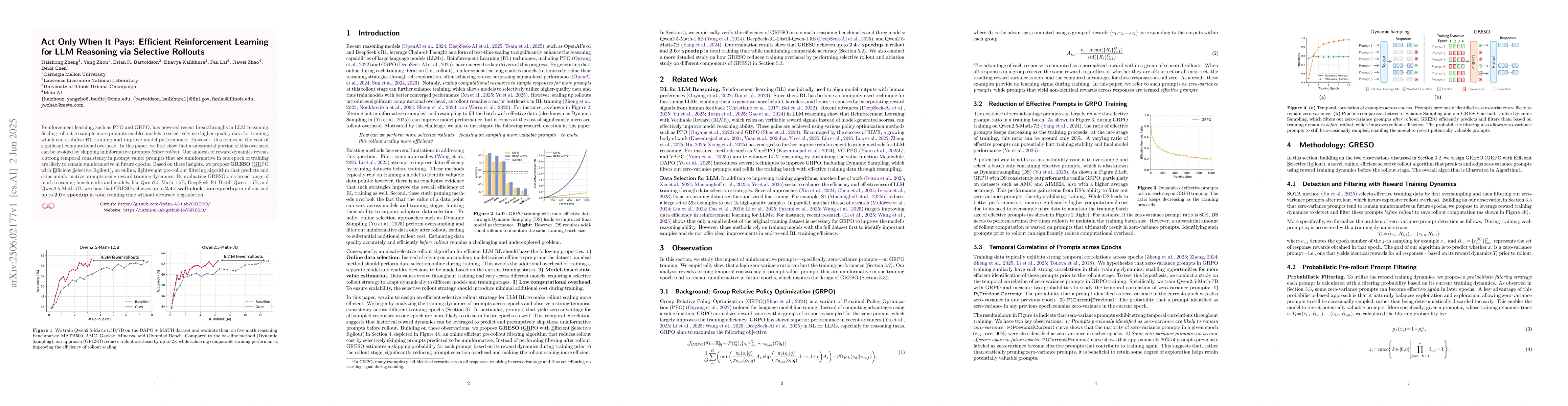 Thumbnail for Act Only When It Pays: Efficient Reinforcement Learning for LLM
  Reasoning via Selective Rollouts