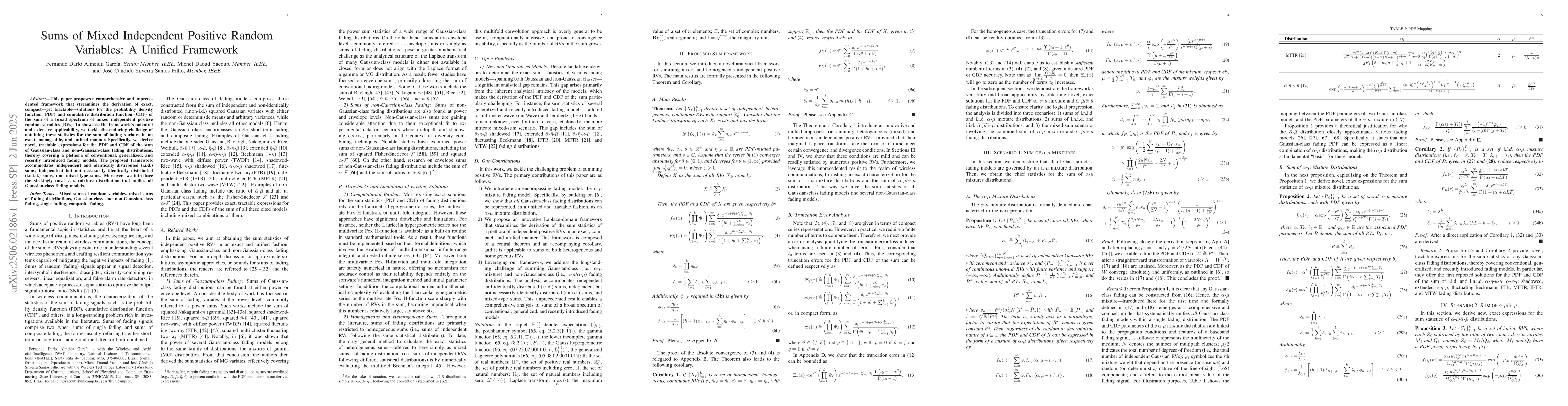 Thumbnail for Sums of Mixed Independent Positive Random Variables: A Unified Framework