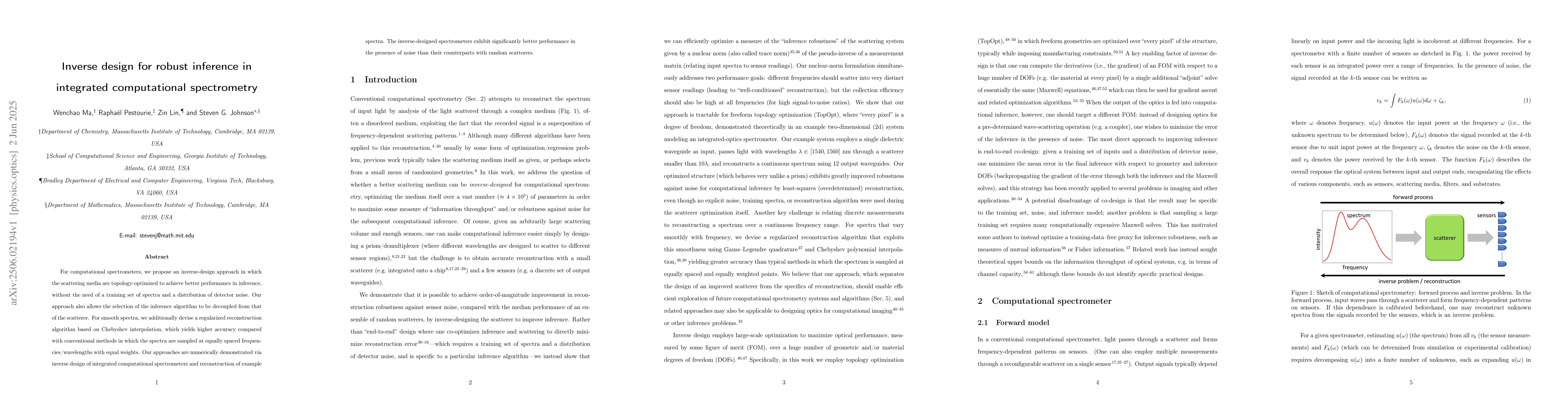 Thumbnail for Inverse design for robust inference in integrated computational
  spectrometry