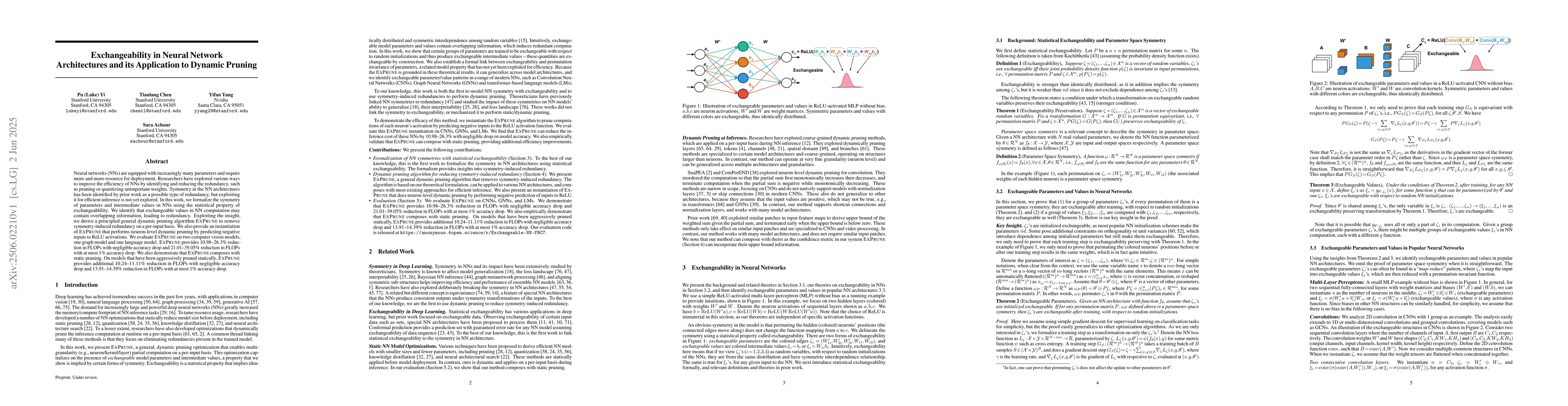 Thumbnail for Exchangeability in Neural Network Architectures and its Application to
  Dynamic Pruning