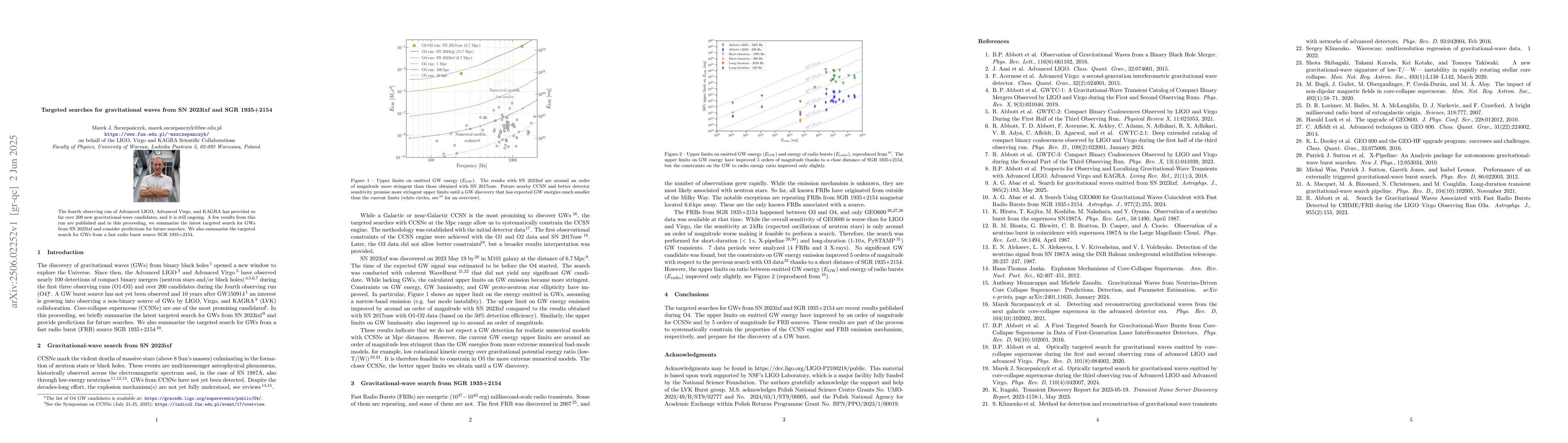 Thumbnail for Targeted searches for gravitational waves from SN 2023ixf and SGR
  1935+2154