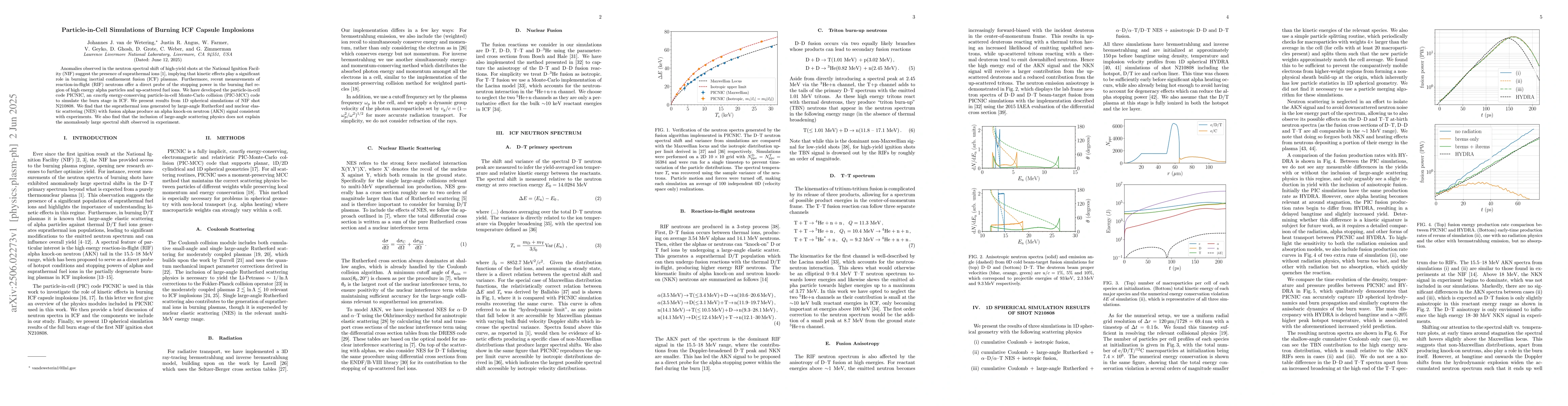 Thumbnail for Particle-in-Cell Simulations of Burning ICF Capsule Implosions