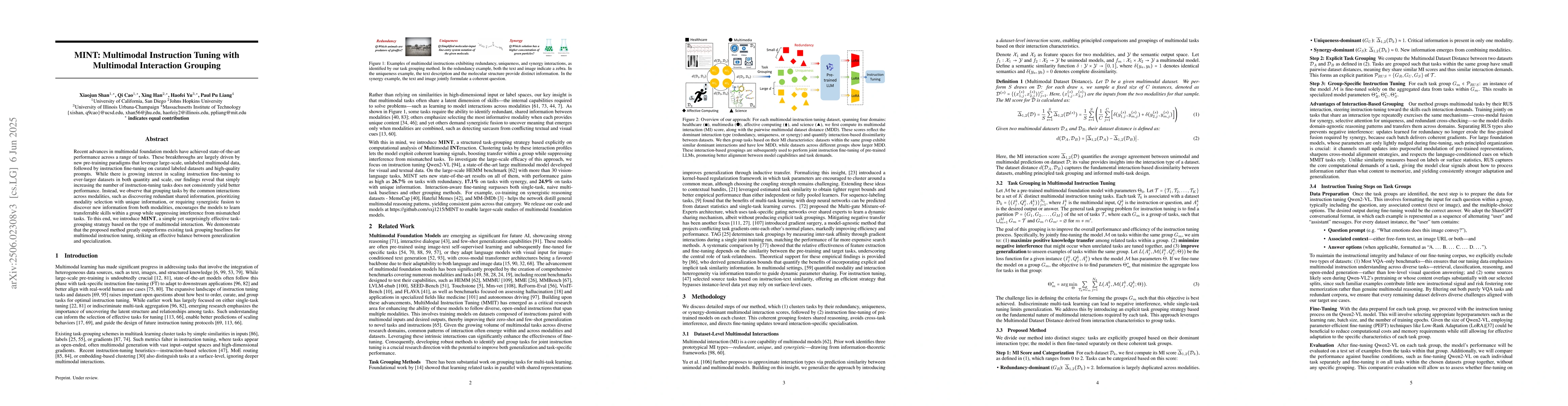 Thumbnail for MINT: Multimodal Instruction Tuning with Multimodal Interaction Grouping