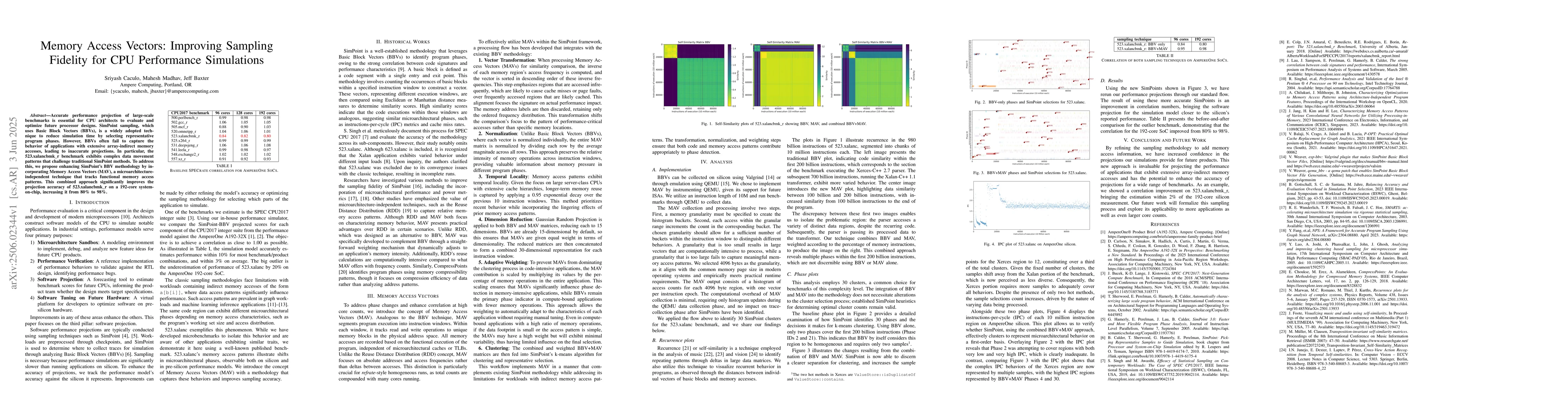 Thumbnail for Memory Access Vectors: Improving Sampling Fidelity for CPU Performance
  Simulations