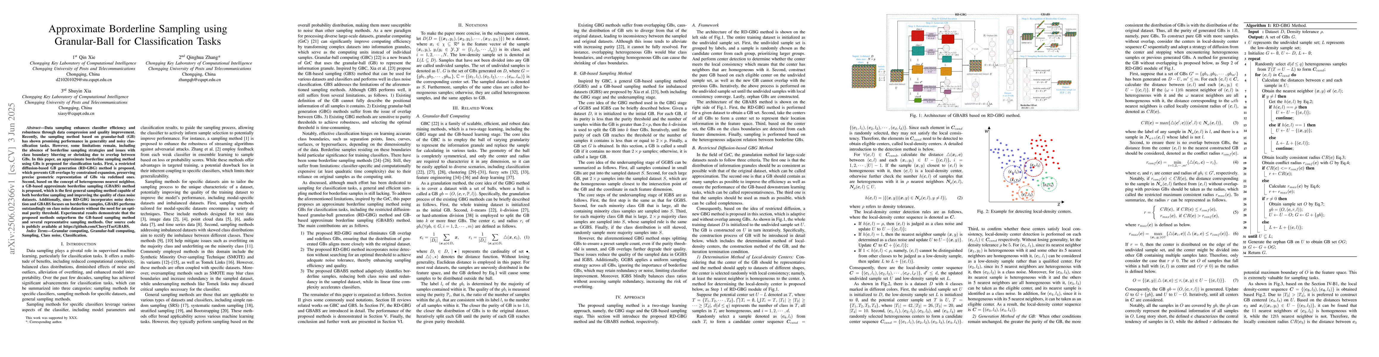 Thumbnail for Approximate Borderline Sampling using Granular-Ball for Classification
  Tasks