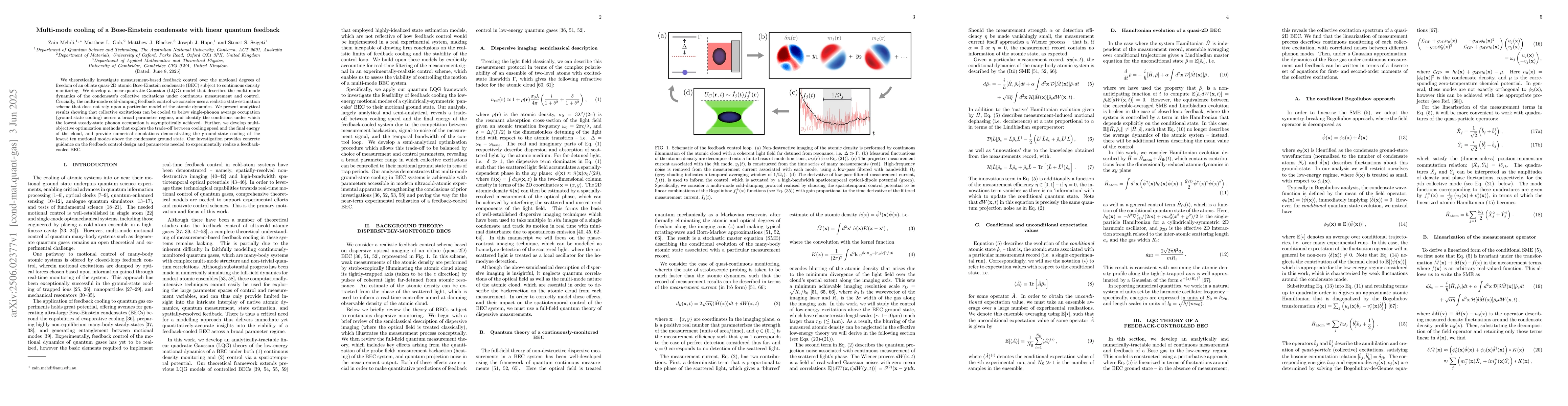 Thumbnail for Multi-mode cooling of a Bose-Einstein condensate with linear quantum
  feedback