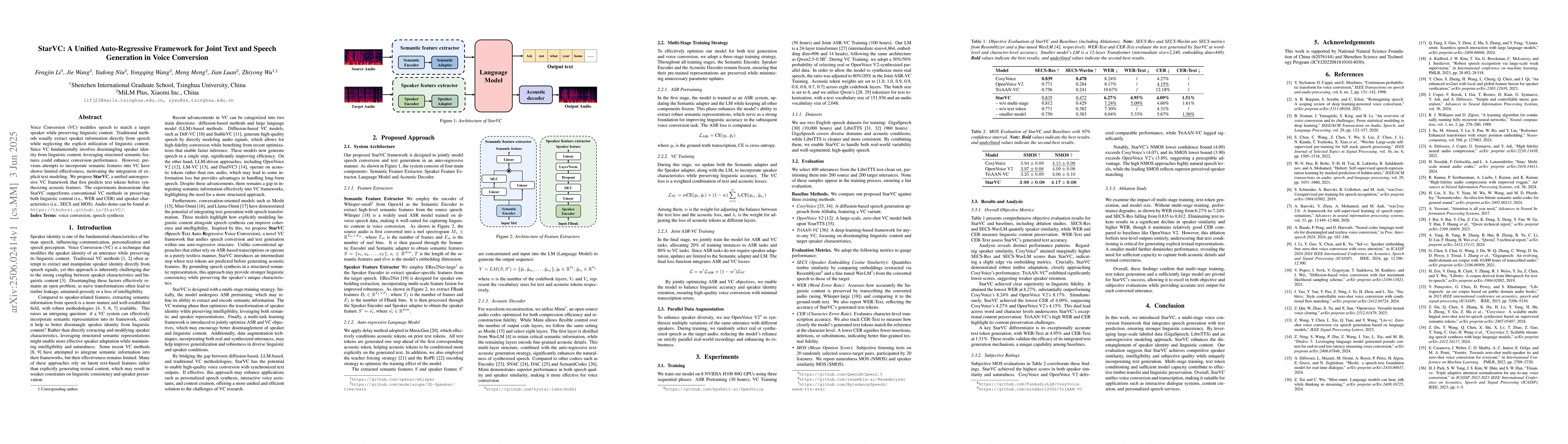 Thumbnail for StarVC: A Unified Auto-Regressive Framework for Joint Text and Speech
  Generation in Voice Conversion